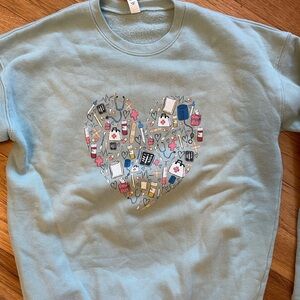 Nurse sweatshirt  Light Blue Heart Graphic Sweatshirt - Medical Icons